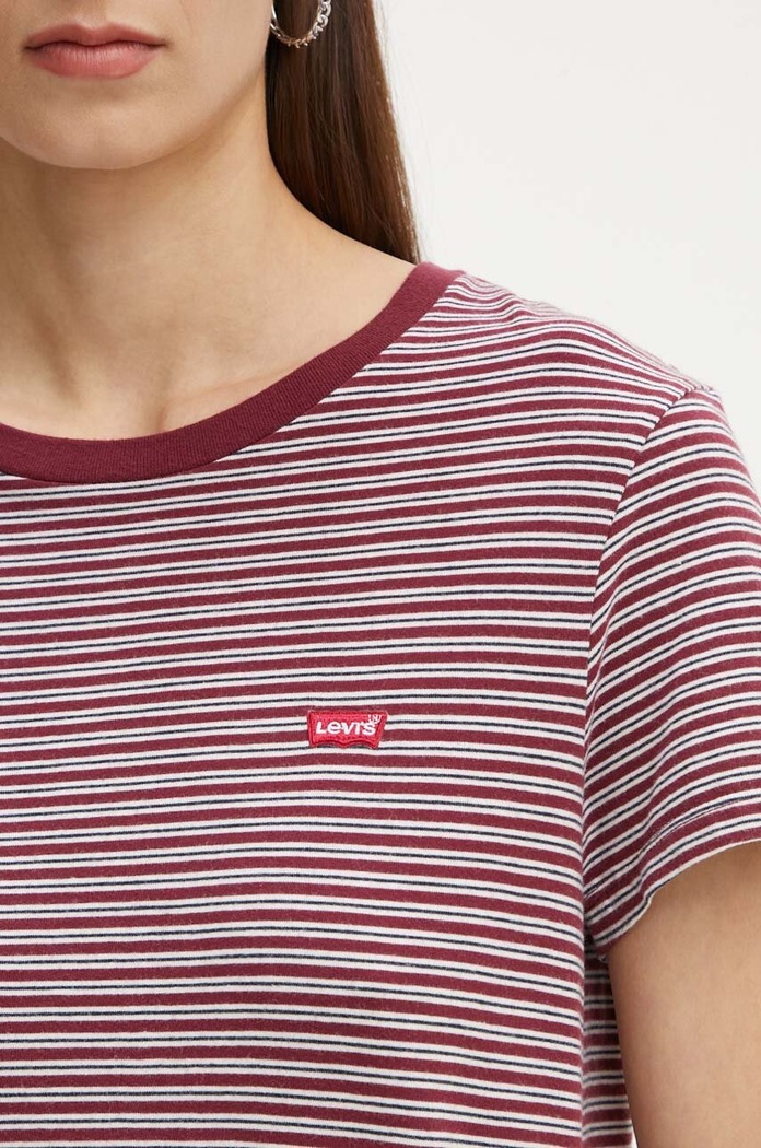 Levi's T-shirt damski bawełniany 39185 bordowy