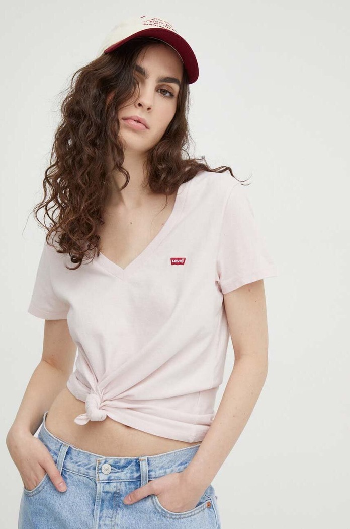 Pamučna majica Levi's regular roza 85341