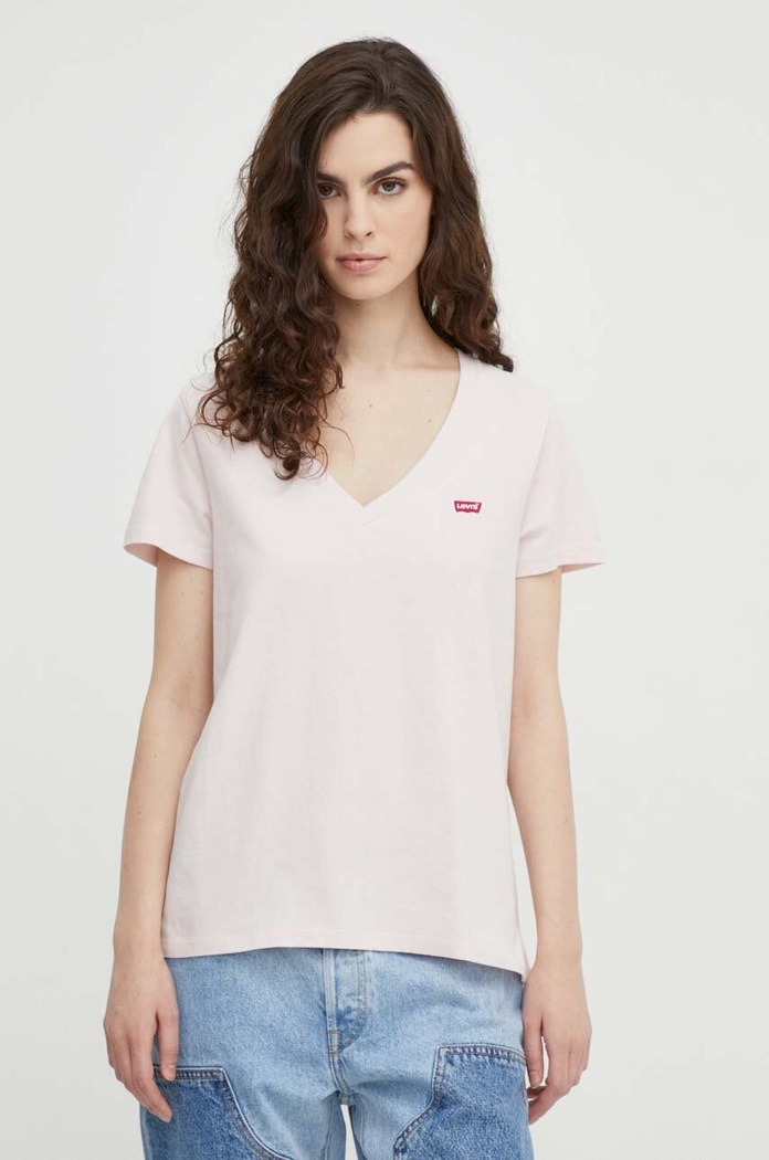 Pamučna majica Levi's roza 85341