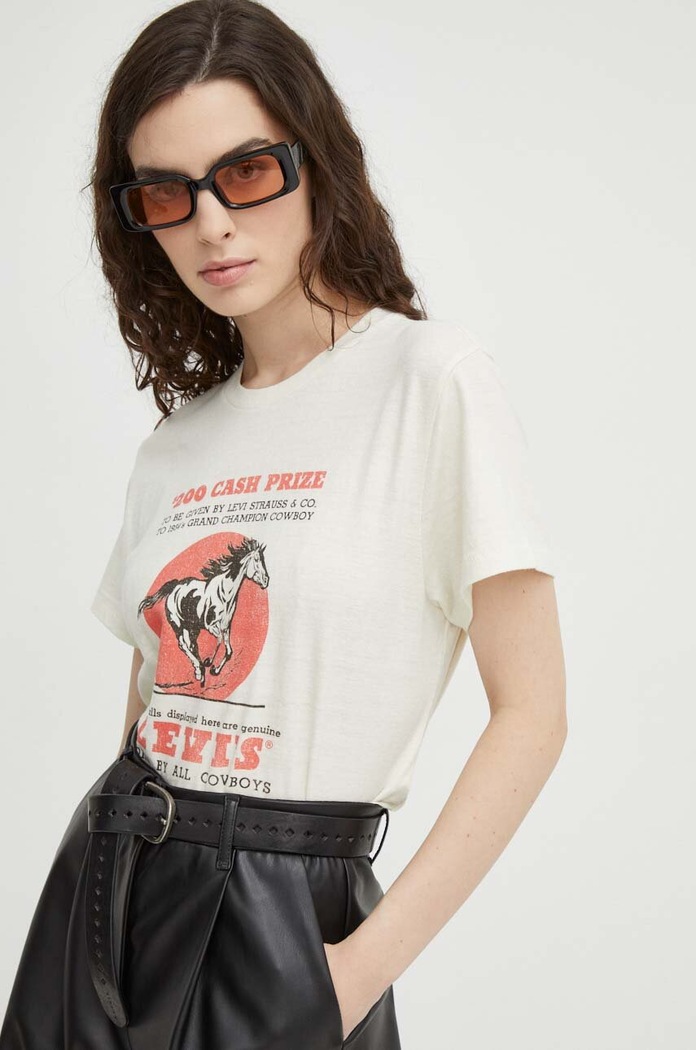 Bavlnené tričko Levi's A2226 béžová AW25