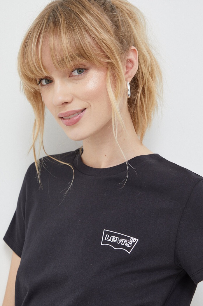 Bombažna kratka majica Levi's črna 17369.2435