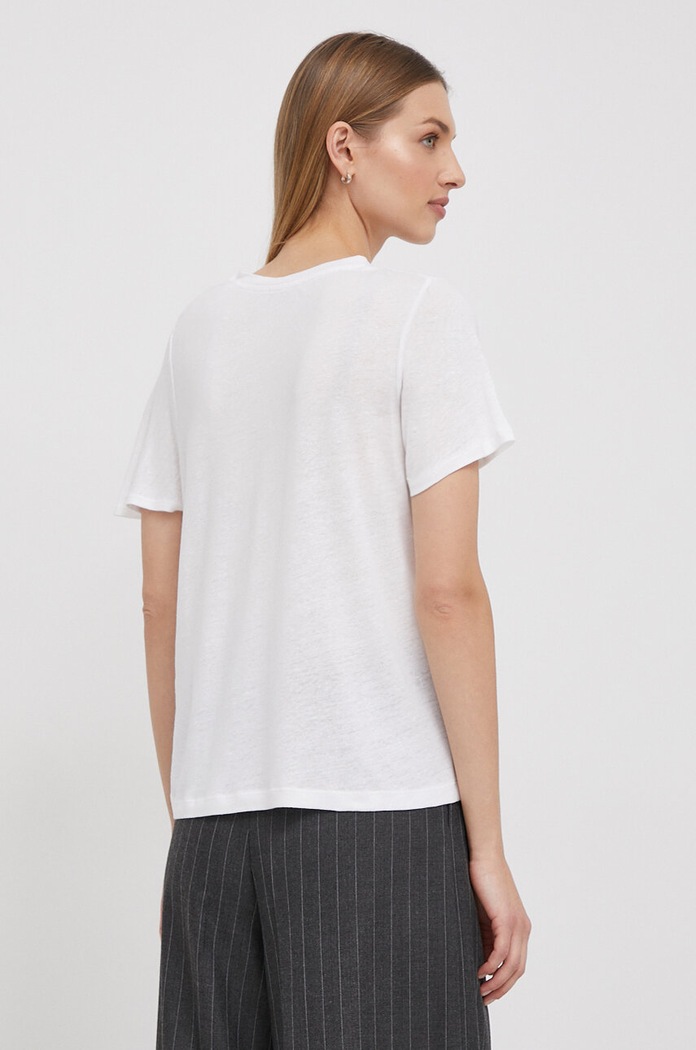 Odzież Pepe Jeans t-shirt z domieszką lnu HARMONY PL505740 biały