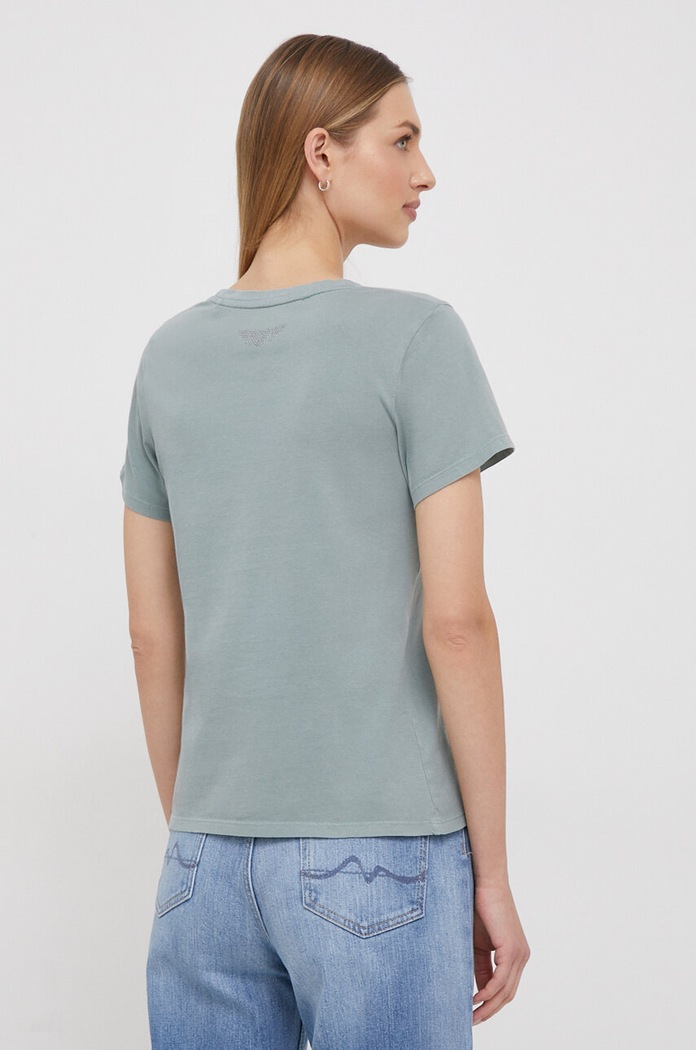 Ρούχα Βαμβακερό μπλουζάκι Pepe Jeans HAILEY PL505749 πράσινο