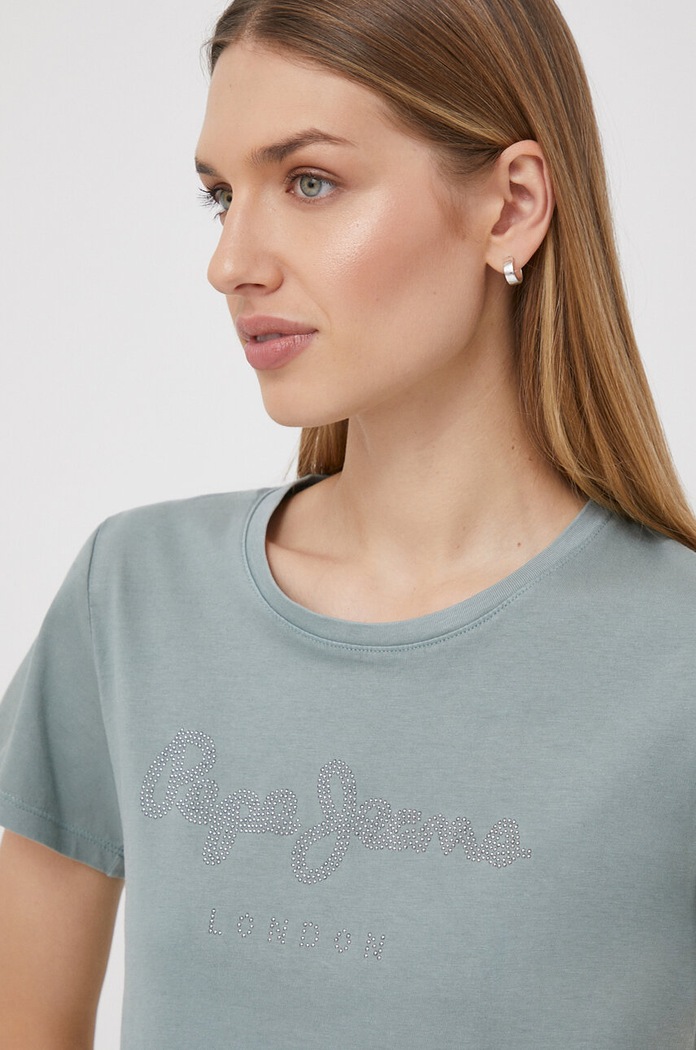 Βαμβακερό μπλουζάκι Pepe Jeans HAILEY πράσινο PL505749