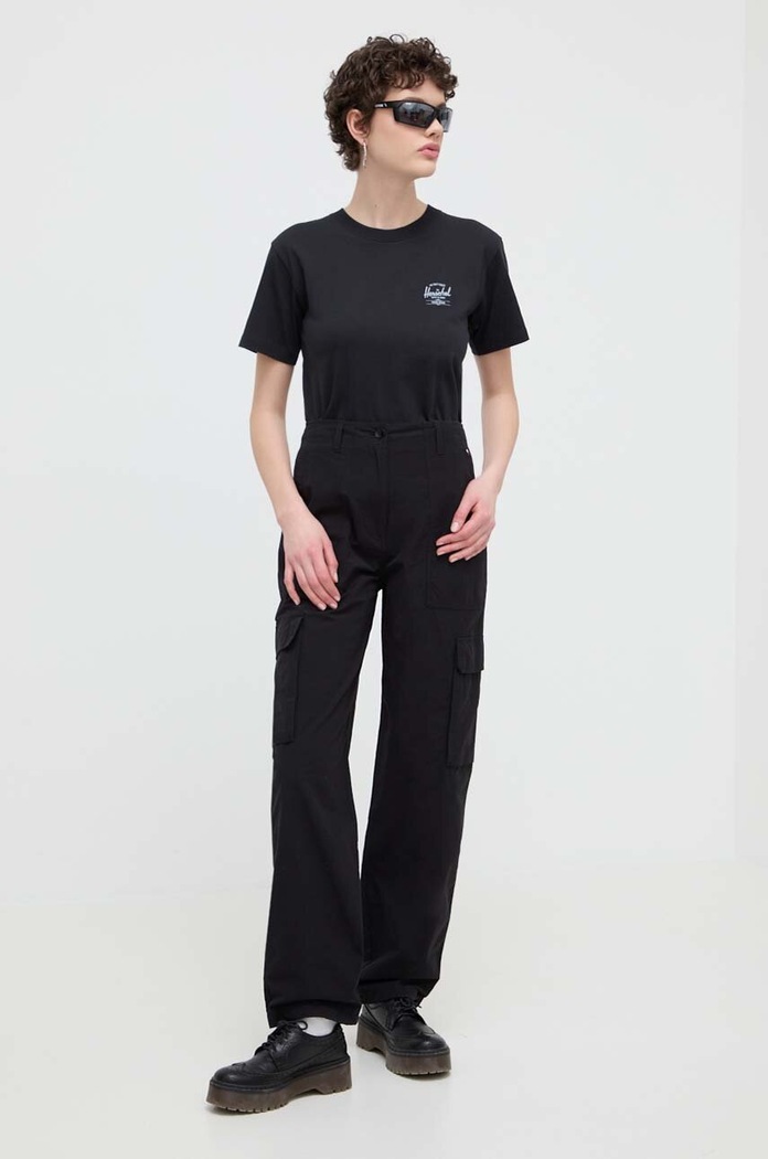 Bavlněné tričko Herschel 50293.01149 černá AW24