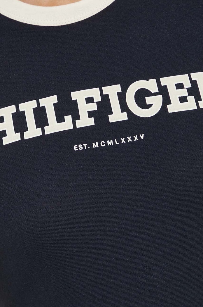 Bavlněné tričko Tommy Hilfiger námořnická modř WW0WW41208