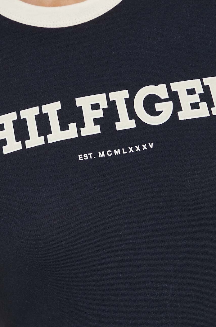 Bavlněné tričko Tommy Hilfiger námořnická modř WW0WW41208