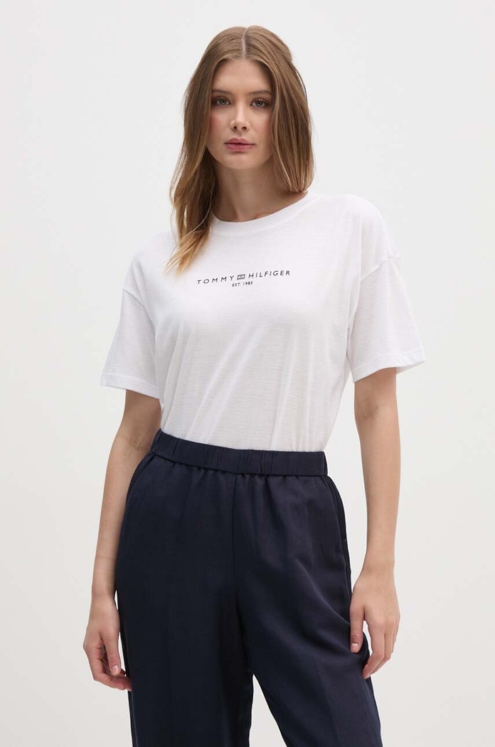 Tričko Tommy Hilfiger relaxed biela WW0WW41097