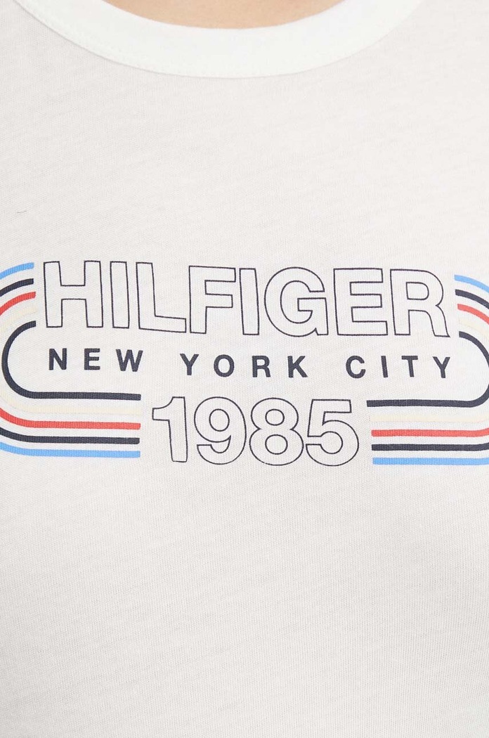 Памучна тениска Tommy Hilfiger бежов WW0WW41203