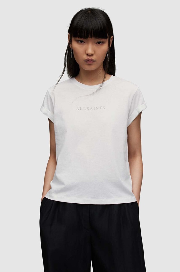 AllSaints t-shirt bawełniany Anna nadruk biały WM208Z