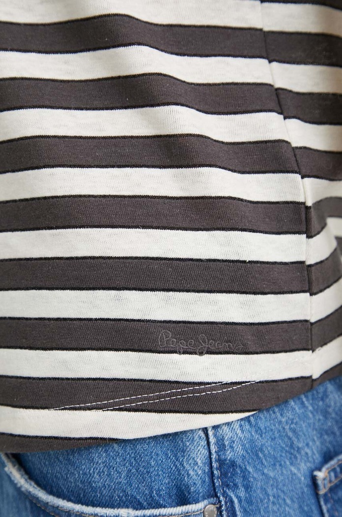 Μπλουζάκι με λινό μείγμα Pepe Jeans KHLOE KHLOE PL505835 γκρί