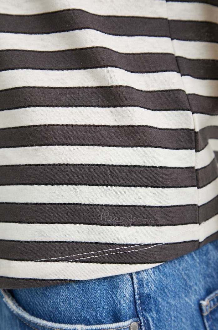 Μπλουζάκι με λινό μείγμα Pepe Jeans KHLOE KHLOE PL505835 γκρί