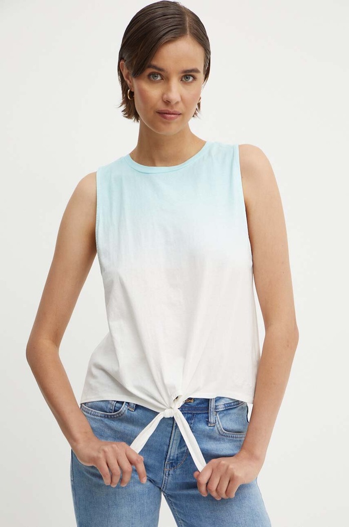 Βαμβακερό τοπ Pepe Jeans LAVENDER LAVENDER εμπριμέ τιρκουάζ PL505838