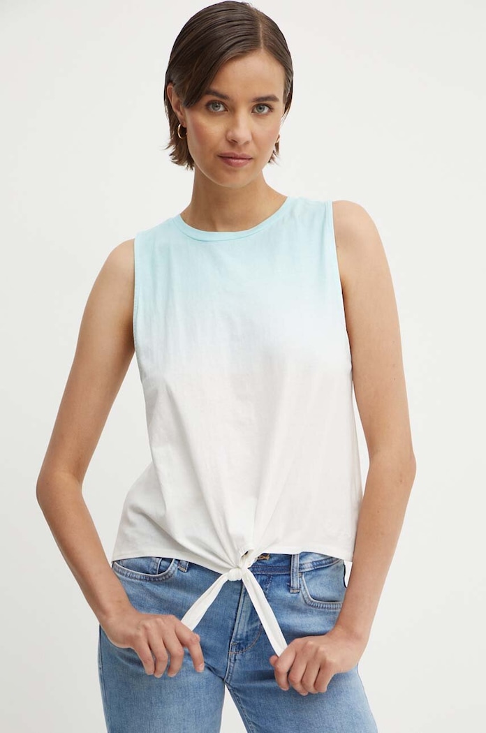 Βαμβακερό τοπ Pepe Jeans LAVENDER LAVENDER εμπριμέ τιρκουάζ PL505838