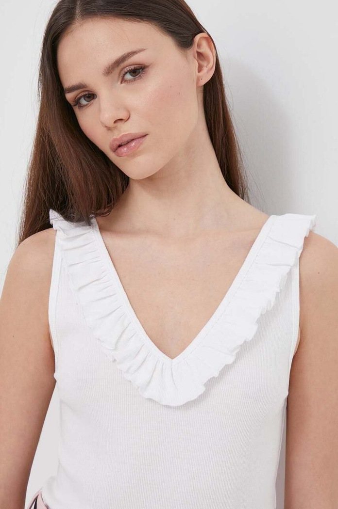 Top Pepe Jeans Z elastanom bela PL505851