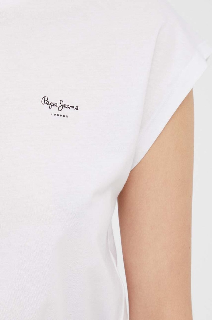 Βαμβακερό μπλουζάκι Pepe Jeans LORY PL505853 λευκό