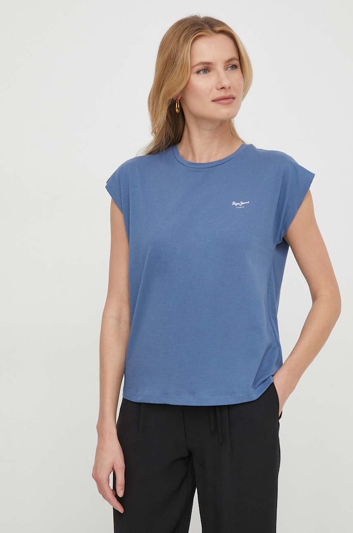 Pepe Jeans t-shirt bawełniany LORY nadruk niebieski PL505853