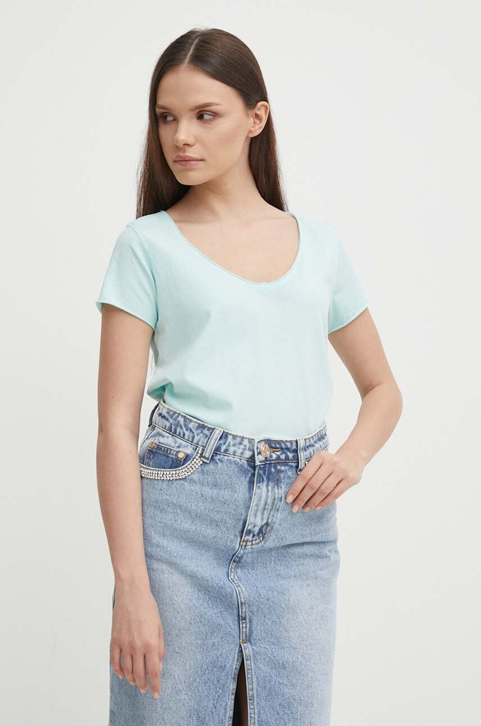 Pepe Jeans tricou din bumbac LUNA uni turcoaz PL505856
