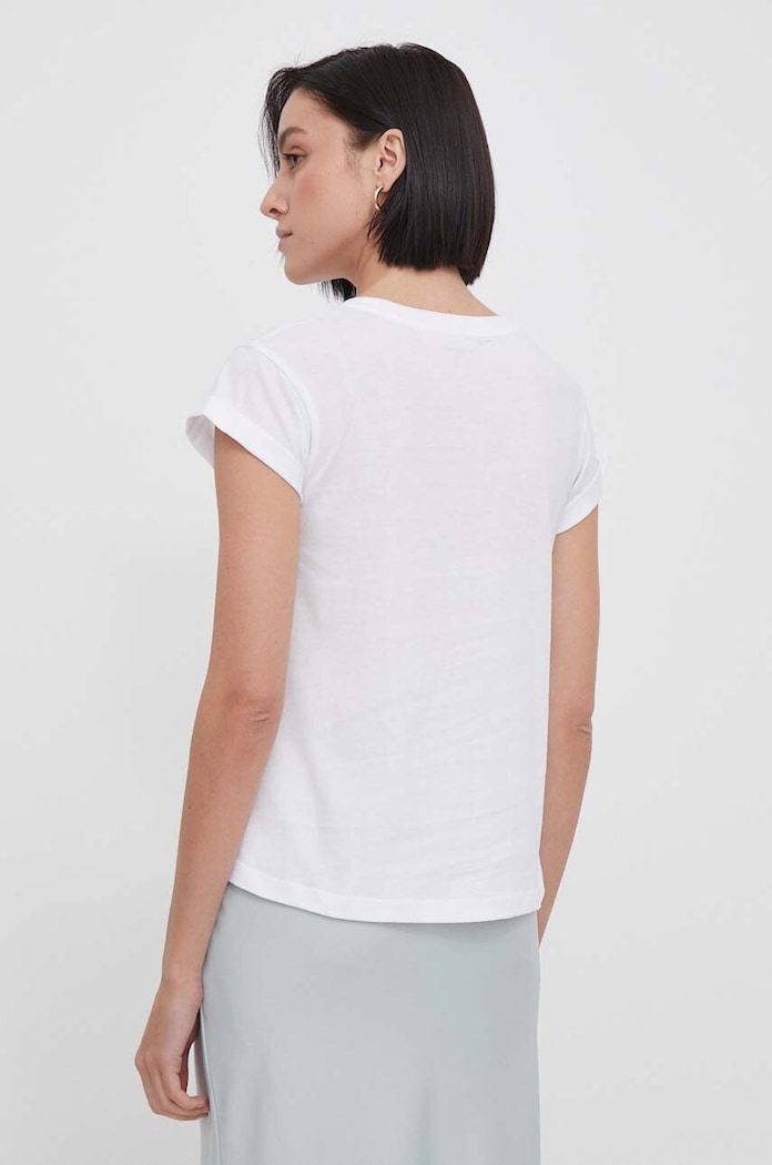 Ρούχα Βαμβακερό μπλουζάκι Pepe Jeans KAYLA PL505823 λευκό