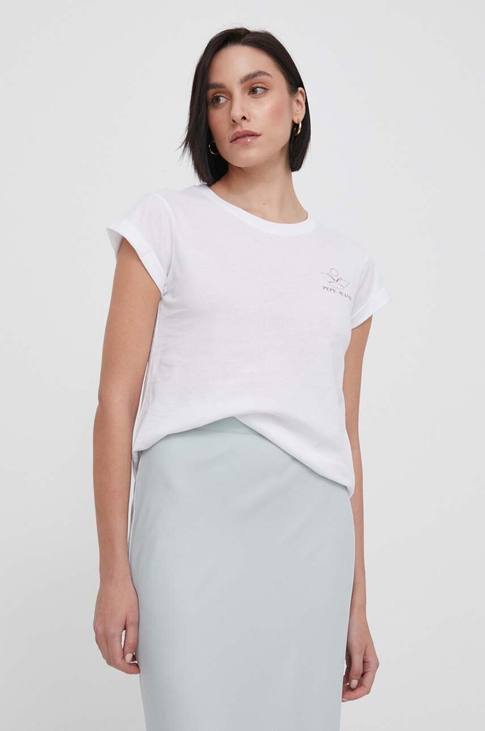 Βαμβακερό μπλουζάκι Pepe Jeans KAYLA λευκό PL505823