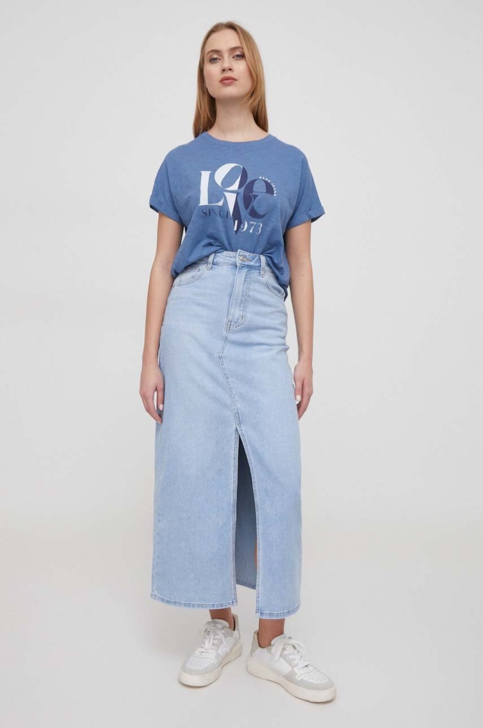 Bavlnené tričko Pepe Jeans JAX PL505825 modrá SS24