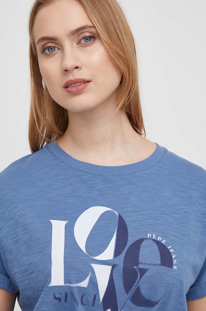 Bavlnené tričko Pepe Jeans JAX modrá PL505825