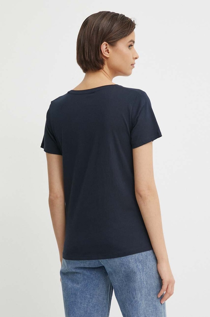 Oblečenie Bavlnené tričko Pepe Jeans LORETTE V NECK PL505826 tmavomodrá