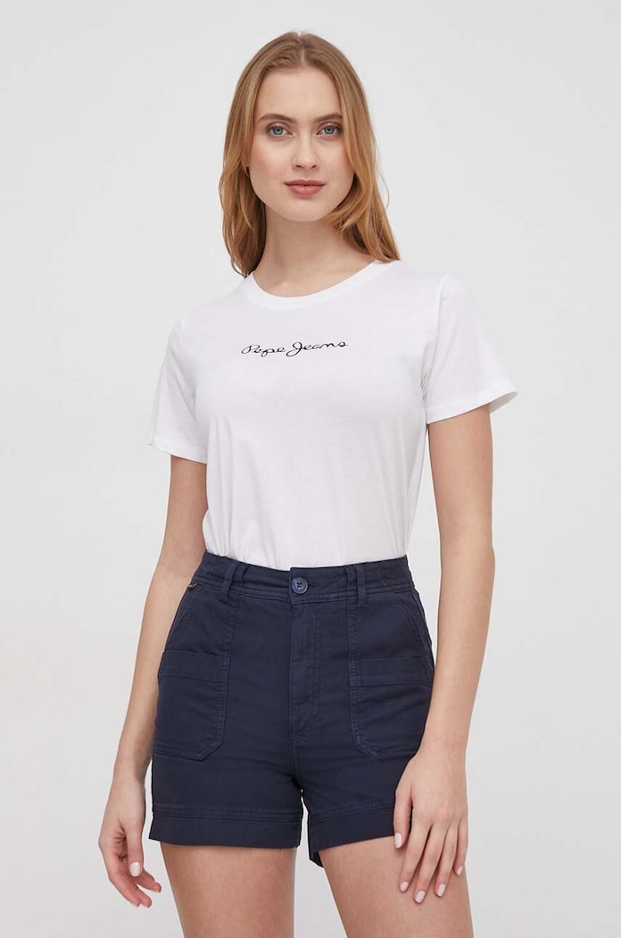 Bavlnené tričko Pepe Jeans LORETTE potlač biela PL505827