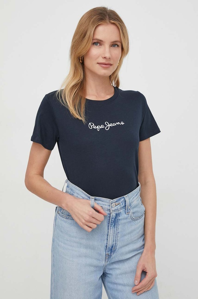 Pepe Jeans tricou din bumbac PL505827 bleumarin SS24