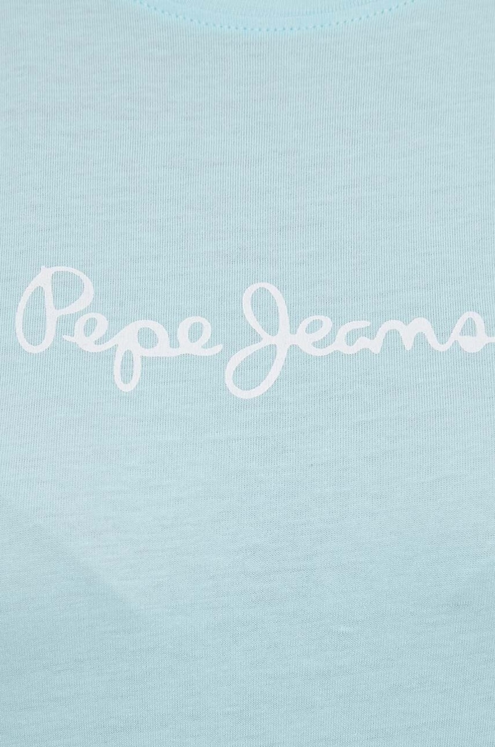 Bavlnené tričko Pepe Jeans LORETTE PL505827 tyrkysová