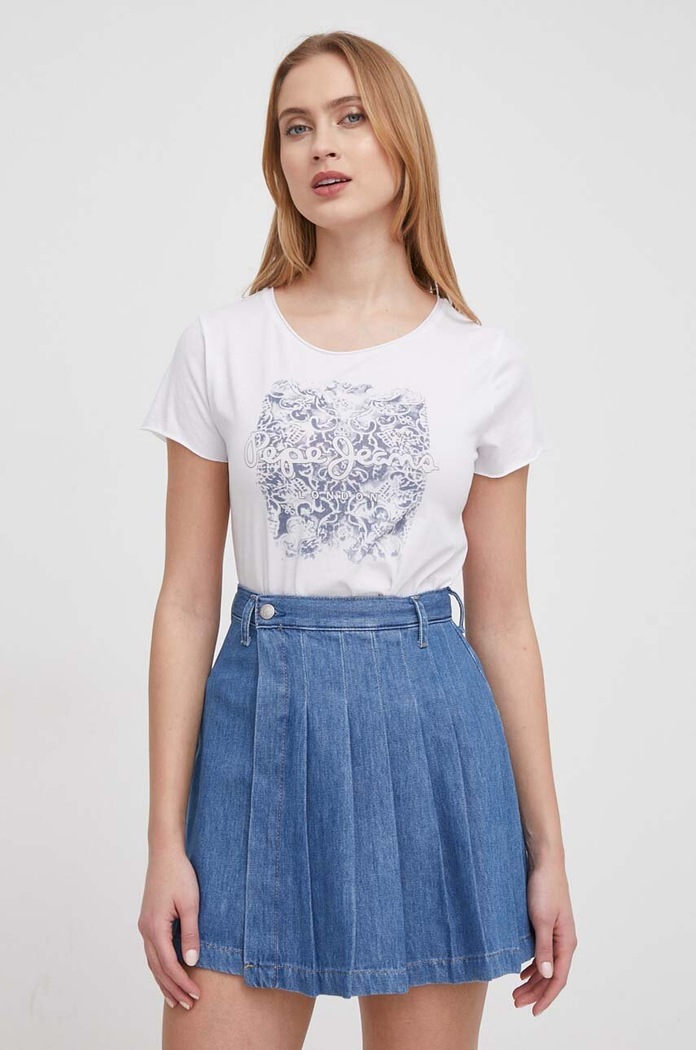 Βαμβακερό μπλουζάκι Pepe Jeans JURY λευκό PL505829