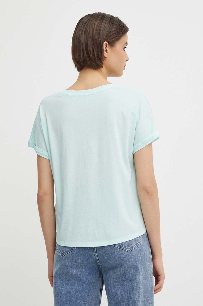 Ρούχα Βαμβακερό μπλουζάκι Pepe Jeans LIU LIU PL505832 τιρκουάζ