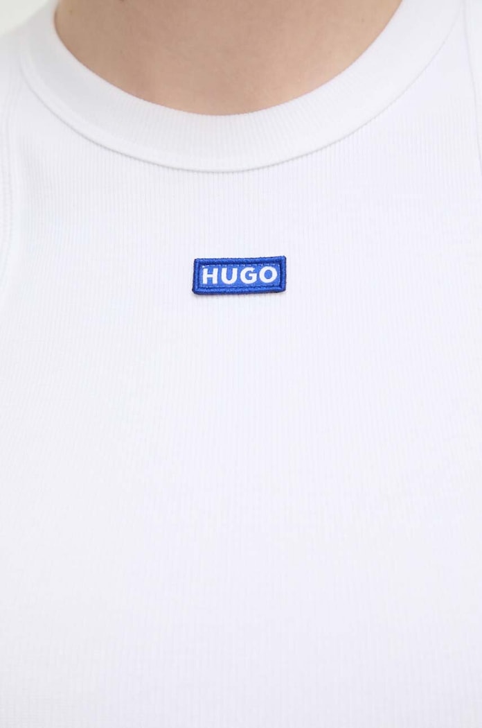 HUGO Blue top pentru femei din bumbac cu elastan Easy Tank_B 50508857 alb