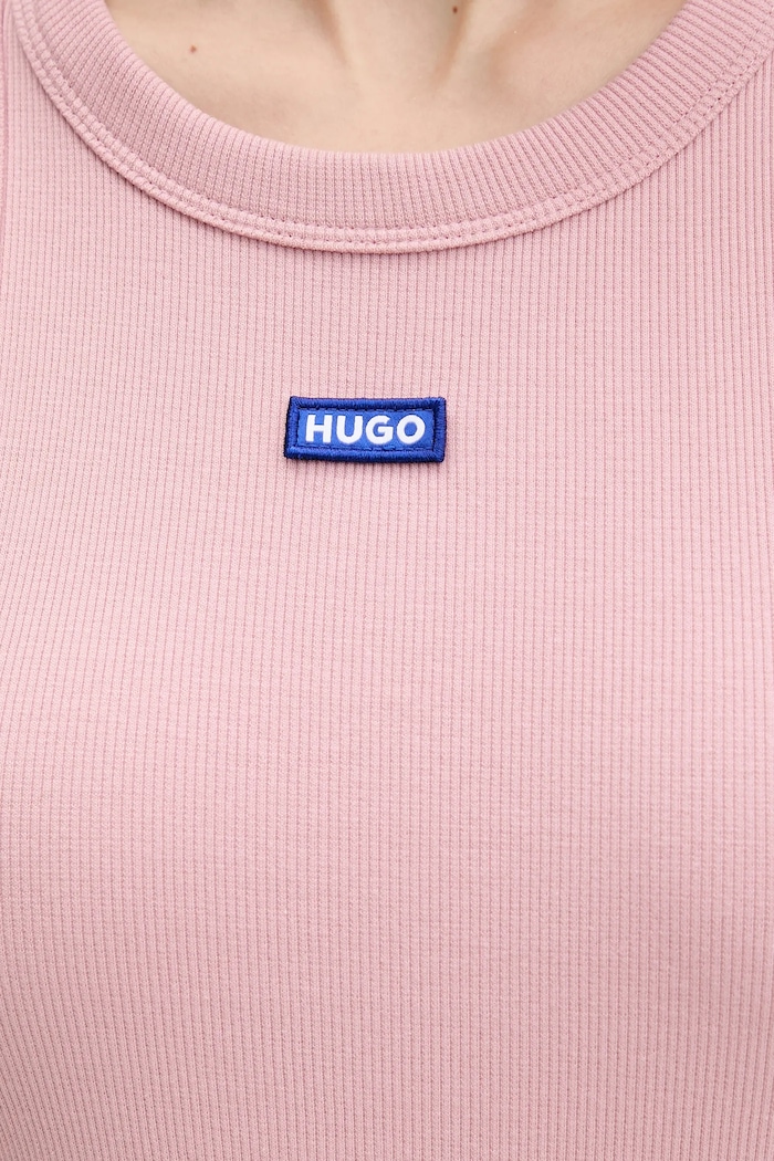 HUGO Blue top pentru femei din bumbac cu elastan Easy Tank_B 50508857 roz