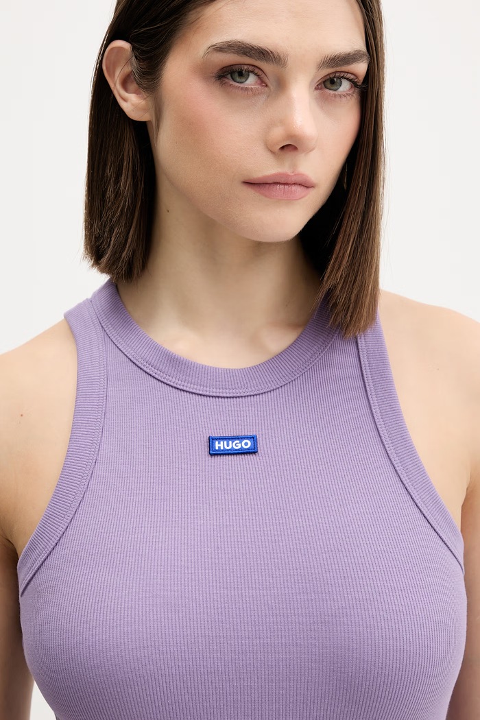 HUGO Blue top pentru femei din bumbac cu elastan Easy Tank_B violet 50508857
