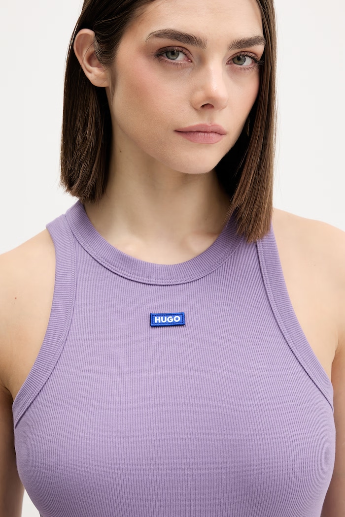 HUGO Blue top pentru femei din bumbac cu elastan Easy Tank_B violet 50508857