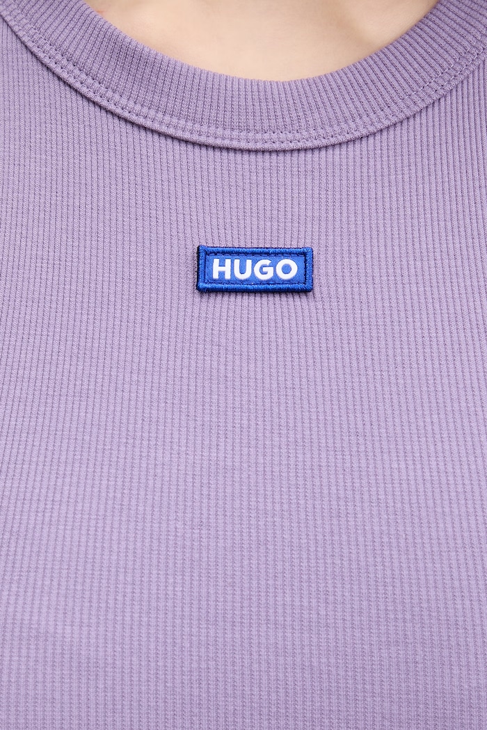 HUGO Blue top pentru femei din bumbac cu elastan Easy Tank_B 50508857 violet