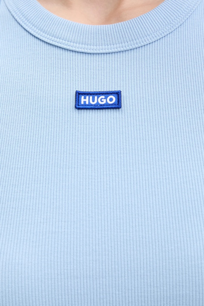 HUGO Blue топ дамски от памук с еластан Easy Tank_B 50508857 син