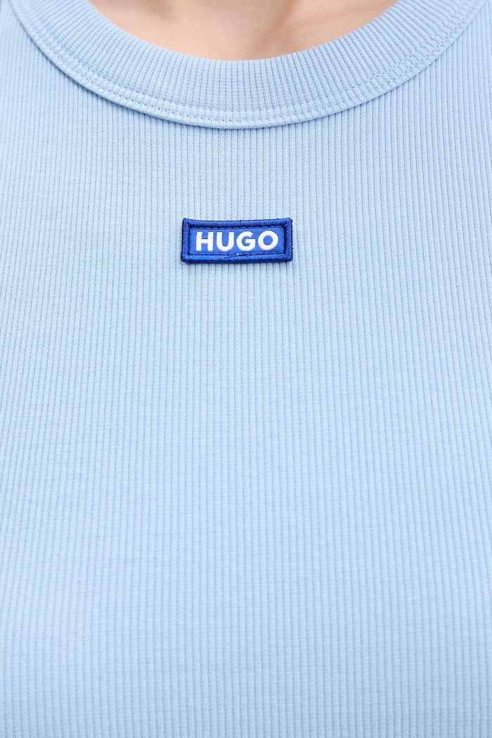 HUGO Blue топ дамски от памук с еластан Easy Tank_B 50508857 син