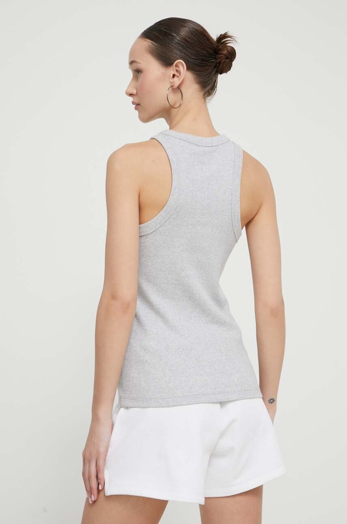 Oblečení HUGO Blue top dámský bavlněný s elastanem Easy Tank_B 50508857 šedá