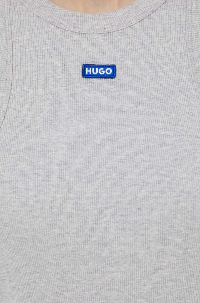 HUGO Blue top dámský bavlněný s elastanem Easy Tank_B 50508857 šedá