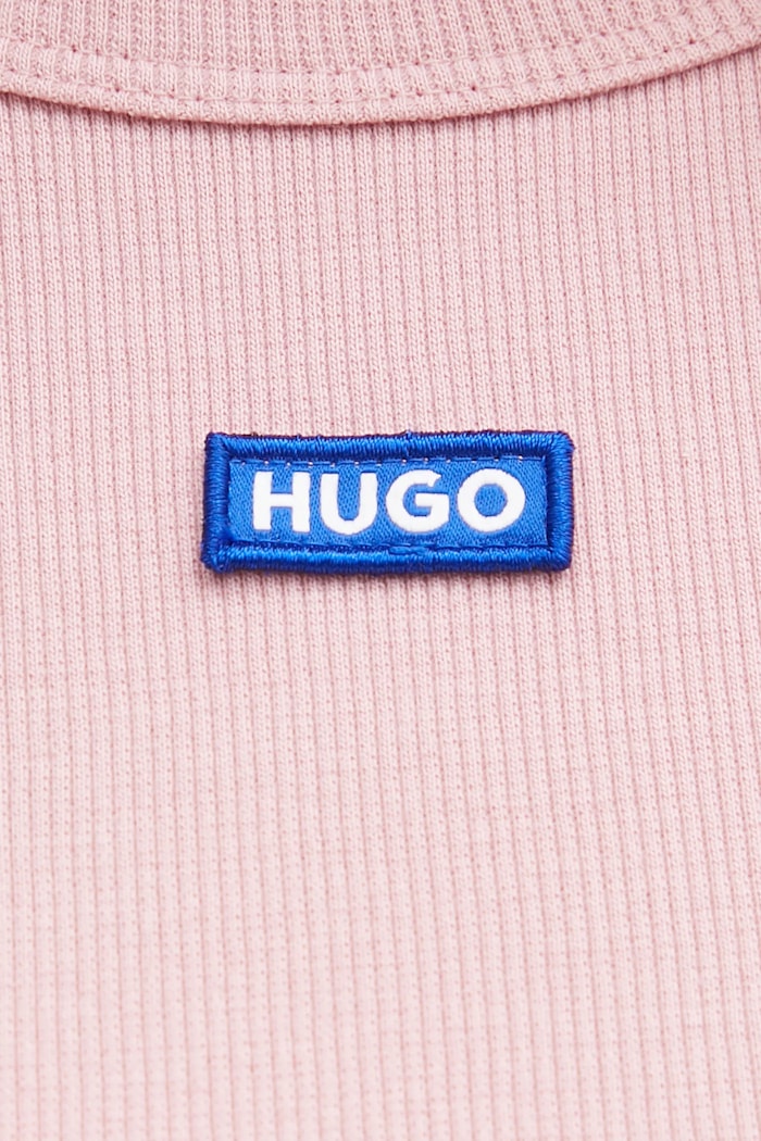 HUGO Blue tričko dámske bavlnené s elastanom Baby Tee_B 50510749 ružová