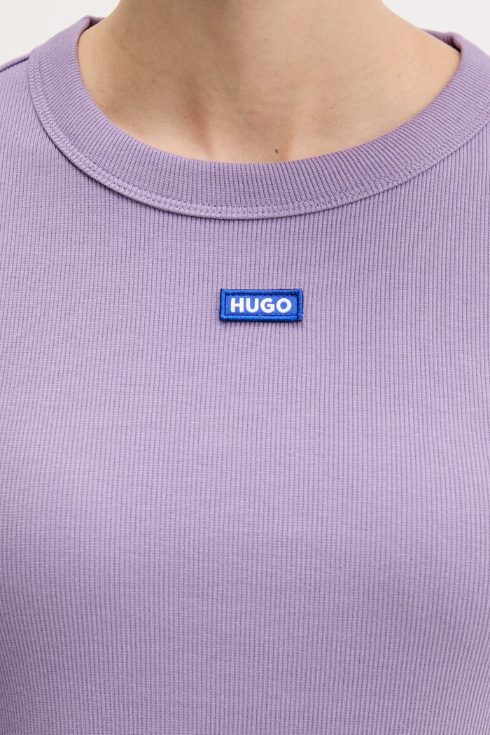 HUGO Blue tričko dámske bavlnené s elastanom Baby Tee_B 50510749 fialová