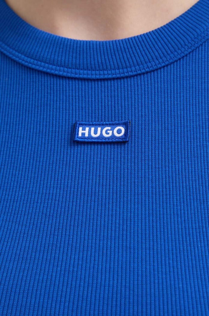 HUGO Blue tričko dámske bavlnené s elastanom Baby Tee_B 50510749 modrá