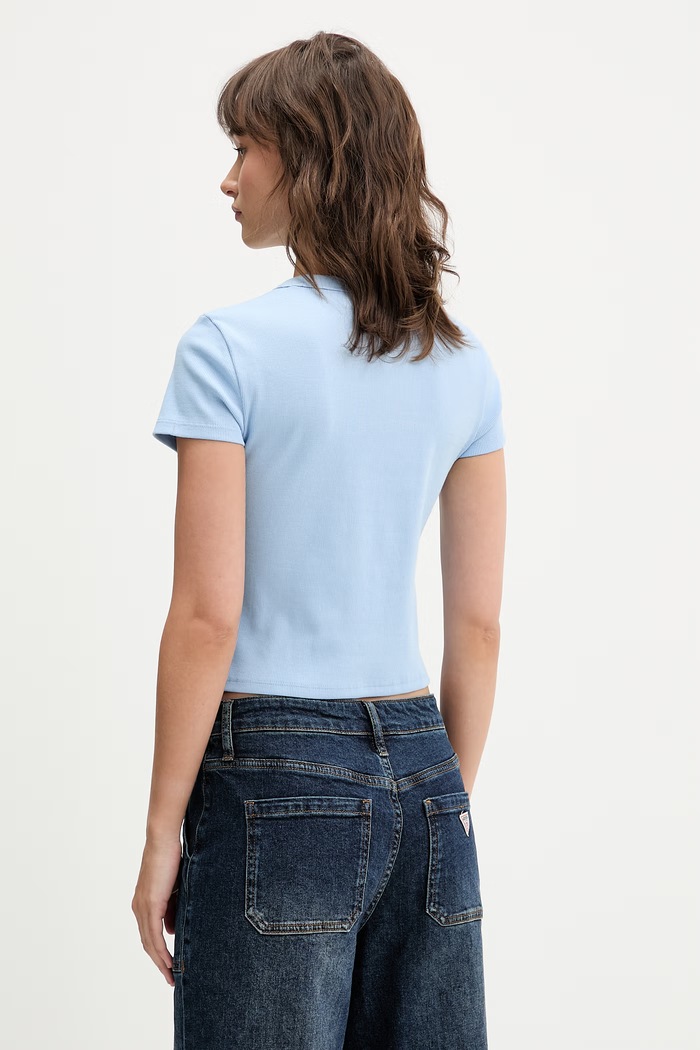 Oblečenie HUGO Blue tričko dámske bavlnené s elastanom Baby Tee_B 50510749 modrá