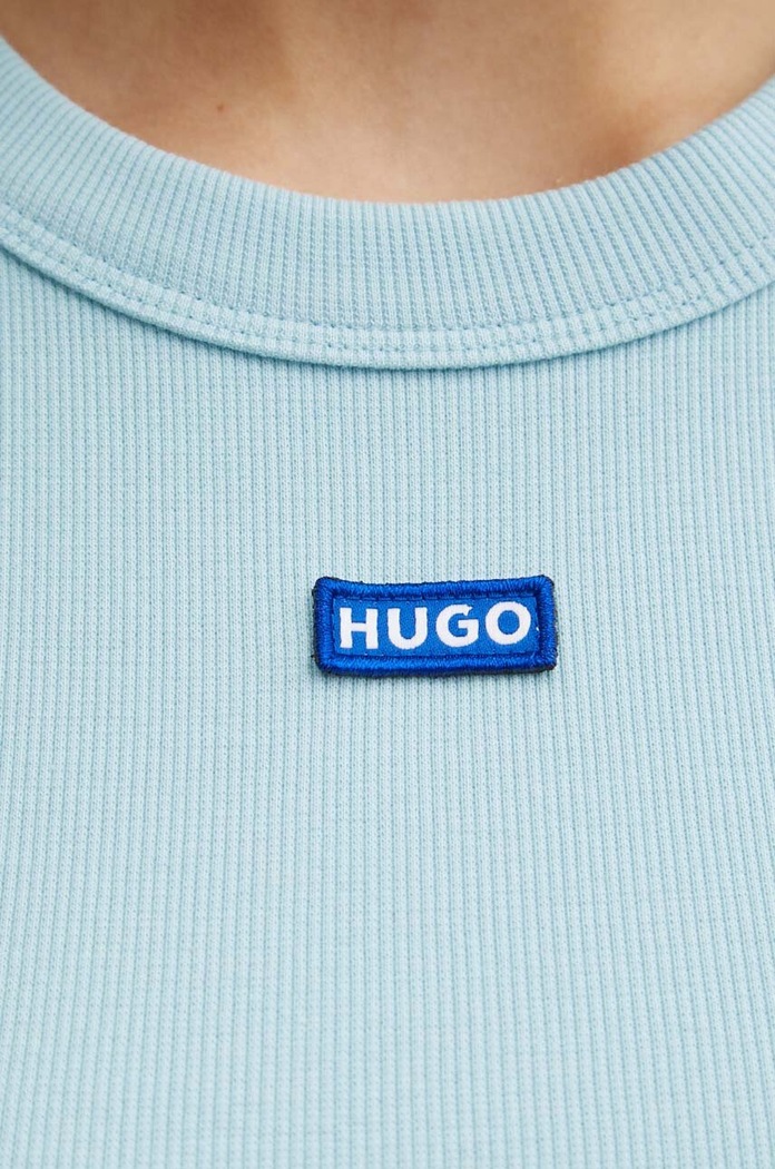 HUGO Blue T-shirt damski bawełniany z elastanem Baby Tee_B 50510749 niebieski