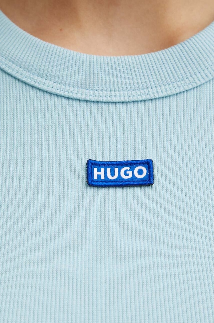 HUGO Blue T-shirt damski bawełniany z elastanem Baby Tee_B 50510749 niebieski