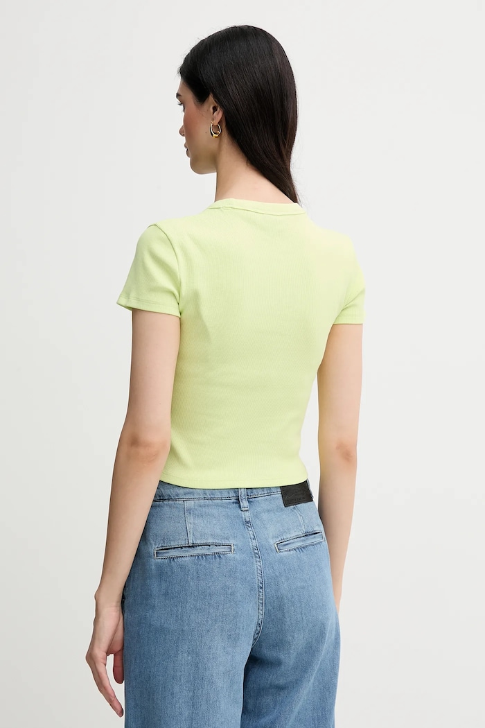 HUGO Blue tričko dámske bavlnené s elastanom Baby Tee_B 50510749 zelená AA00