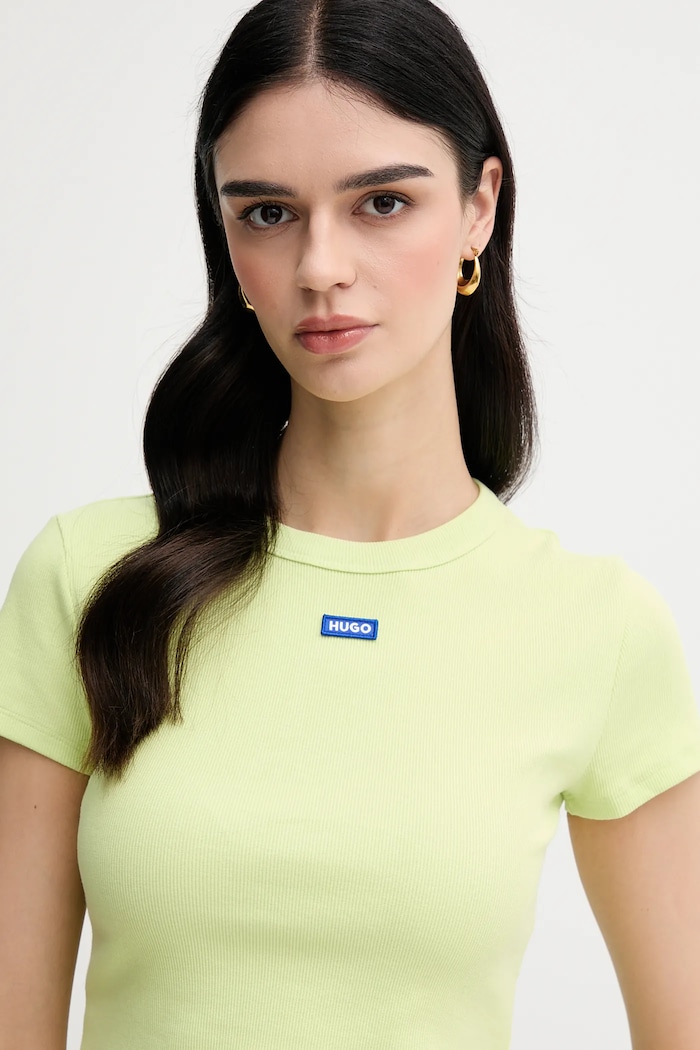 Oblečenie HUGO Blue tričko dámske bavlnené s elastanom Baby Tee_B 50510749 zelená