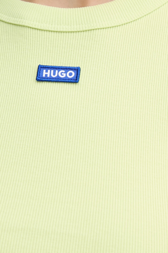 HUGO Blue tričko dámske bavlnené s elastanom Baby Tee_B zelená 50510749
